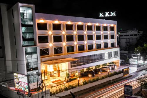 a building with lights on the side of it at KKM INTERNATIONAL in Trivandrum