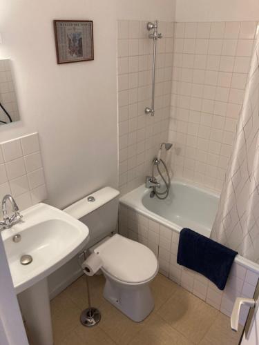 オンフルールにあるLe Clos Léonard Honfleurのバスルーム(トイレ、洗面台、バスタブ付)
