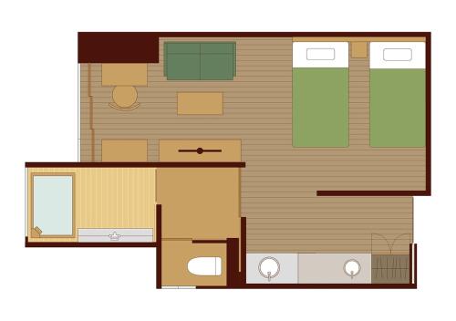 a drawing of a floor plan of a house at Jozankei Onsen Yurakusoan in Jozankei