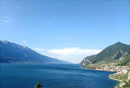 a view of a large body of water with mountains at Centro Vacanze La Limonaia in Limone sul Garda