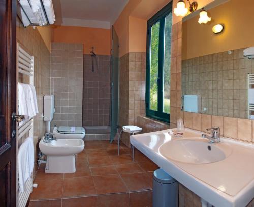 a bathroom with a sink and a toilet at La Casella Antico Feudo di Campagna in Ficulle