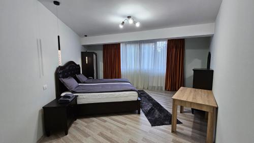a room with a bed and a table in it at Nordic Residence 23 in Suceava