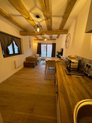 a large living room with a table and a couch at La Vitrine in Gertwiller