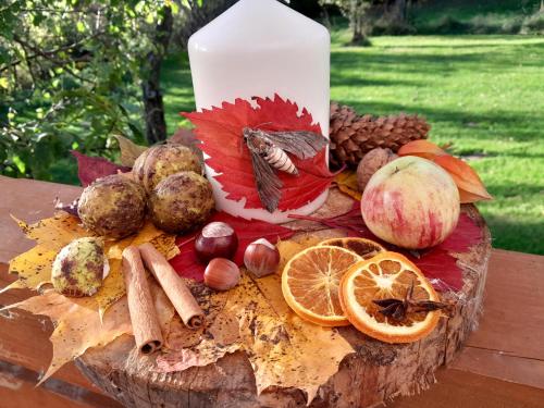 a bunch of fruits and vegetables on a table at Sowinka in Lutowiska