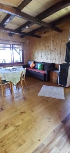 - un salon avec un canapé et une table dans l'établissement Apartman Orlovo oko, à Mandići