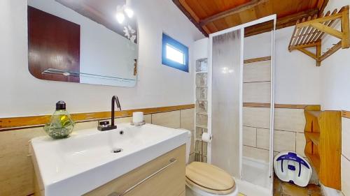 サン・クリストバル・デ・ラ・ラグーナにあるCharming 1-Bed House in La Lagunaの洗面台、トイレ、シャワー付きのバスルーム