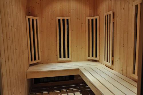 a wooden inside of a sauna at SPA Hotel Medicus in Varshets