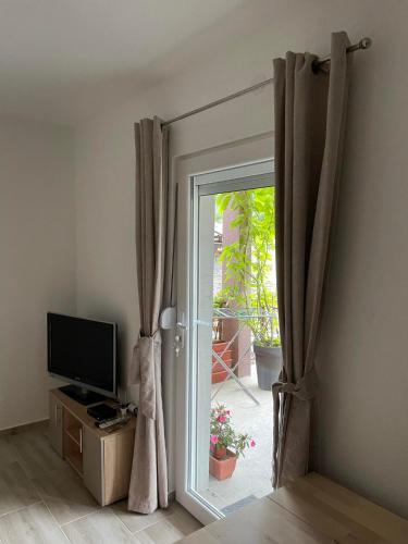 Una televisión o centro de entretenimiento en Apartman Jovanović