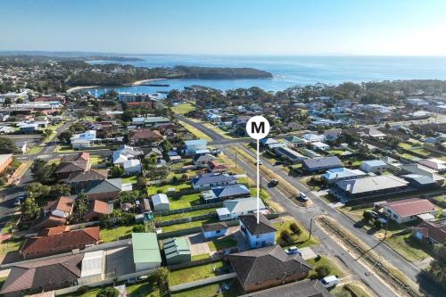 an aerial view of a city with a wii sign at Coastal Breeze - 67 Burrill Street in Ulladulla