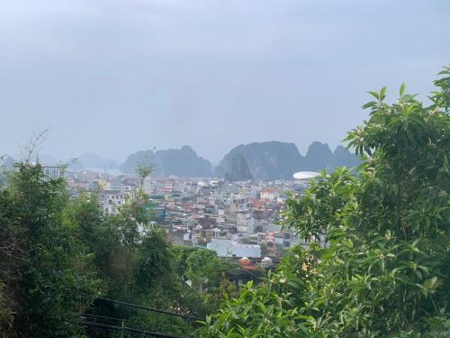 a view of a city from a hill with trees at Vannie Homestay Halong in Ha Long