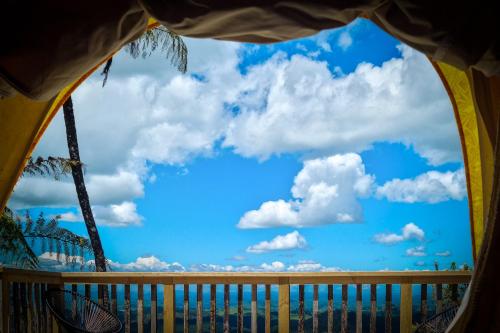a view of the sky from inside a tent at Te Tiro Accommodation in Waitomo Caves
