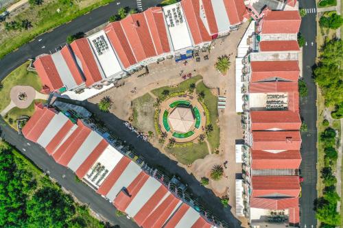 an overhead view of a building yard with a circle at Couples Getaway - Sweet Retreat - European Village Best Location in Palm Coast