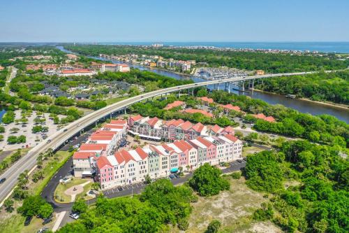 an aerial view of a city with a bridge at Couples Getaway - Sweet Retreat - European Village Best Location in Palm Coast
