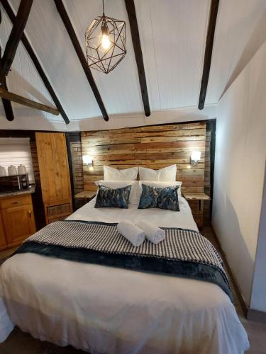 Bloemfontein的住宿－The Spare Room Cottage - cosy and private，一间卧室配有一张大床和两个枕头