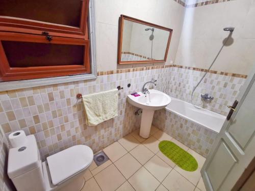 a bathroom with a sink and a toilet and a shower at Cairo Lodge Hostel in Cairo