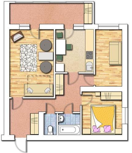 a floor plan of a house with at Topol Apartment in Dnipro