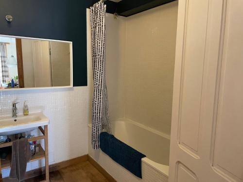 a bathroom with a shower and a sink at A Room in Grands Charmoz in Chamonix-Mont-Blanc
