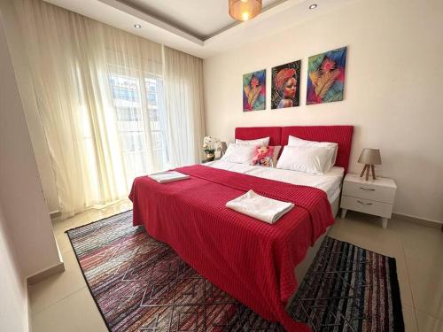 Postel nebo postele na pokoji v ubytování NEW! Caspian Residence 1+1 w/pool 200m/Alanyum Mall!