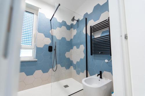 a bathroom with a shower and a sink at Il Grande Blu in Terracina