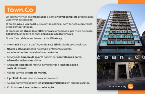 un folleto de un edificio con las palabras ciudad co en Town.Co Housi by My Way, en Porto Alegre