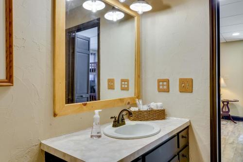 a bathroom with a sink and a mirror at Pet-Friendly Vacation Rental in Hickory with Pool! in Hickory