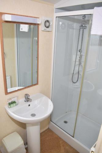 bagno con lavandino e doccia di Caprice Gold SU18 a Minehead