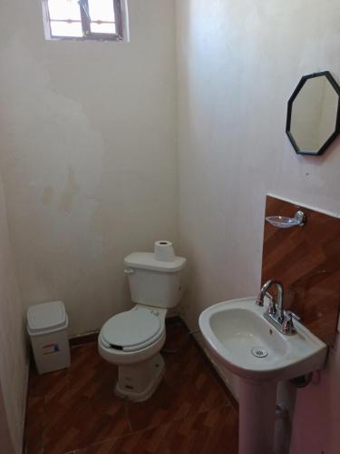 ein Bad mit einem WC und einem Waschbecken in der Unterkunft Tranquilidad y comodidad 