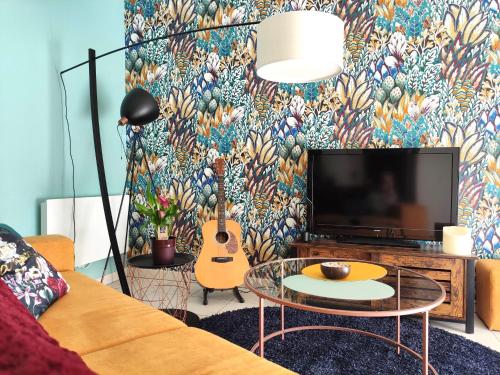 TV a/nebo společenská místnost v ubytování Superbe appart cosy, balcon, parking