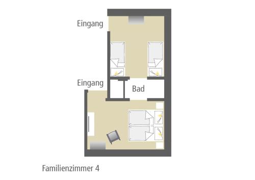 a plan of a house with the dimensions of the room at Gasthaus-Pension Hofmann in Oberdachstetten