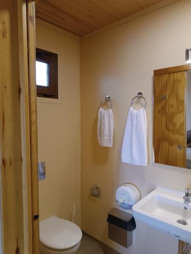 a bathroom with a toilet and a sink at Motel 112 in Algora