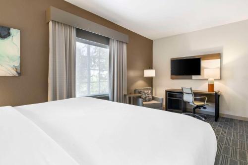 ein Hotelzimmer mit einem großen Bett und einem Schreibtisch in der Unterkunft Comfort Inn & Suites Port Charlotte-Punta Gorda in Port Charlotte