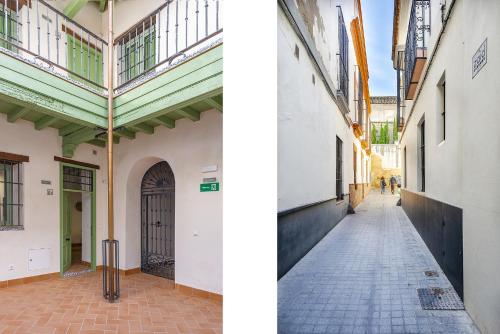 une photo côte à côte d'une allée avec un bâtiment dans l'établissement Veoapartment Cantabria, à Séville