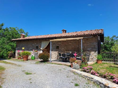 a stone house with a patio in a yard at Apartment Le Bore-1 by Interhome in Sassi