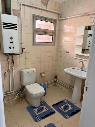 y baño con aseo y lavamanos. en Cozy holiday apartment in Maadi, en El Cairo