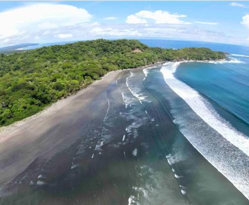 an aerial view of a beach with trees and the ocean at Sweet Jungle Beach in Bejuco
