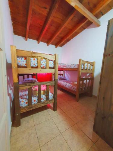 Las Heras的住宿－BACANO hostel，一间卧室配有两张双层床。