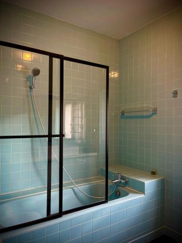 a bathroom with a bath tub and a shower at Richard Lequet Domaine gastronomique du Val d Atur in Boulazac