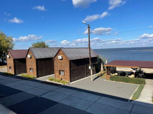 a cabin with a view of the water at Спортохота in Cherkasy