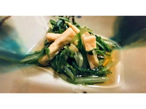 a plate of food with greens and cheese at Hotel & Onsen 2307 Shigakogen - Vacation STAY 72767v in Shiga Kogen
