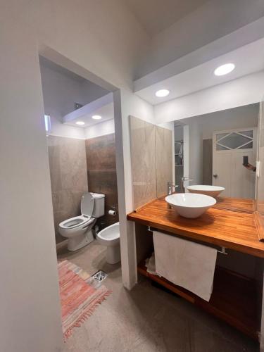 La salle de bains est pourvue d'un lavabo et de toilettes. dans l'établissement Apartamentos a 50 mts de Rambla de Mercedes, à Mercedes