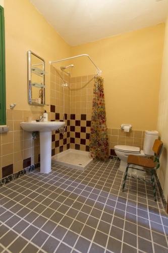 a bathroom with a sink and a toilet at La Trapería Hostal - Pensión con encanto in Benavente
