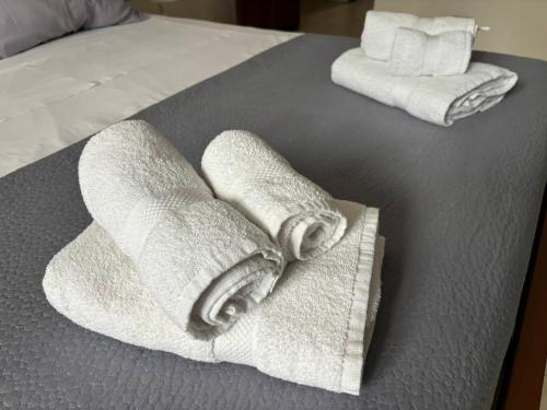 two towels are sitting on top of a bed at Al Centro Storico in Catania