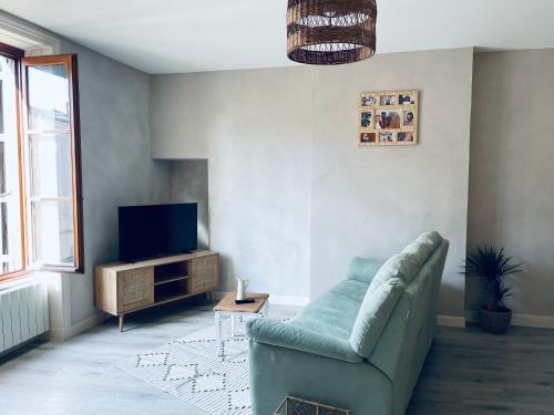 TV a/nebo společenská místnost v ubytování Appartement centre de Charlieu