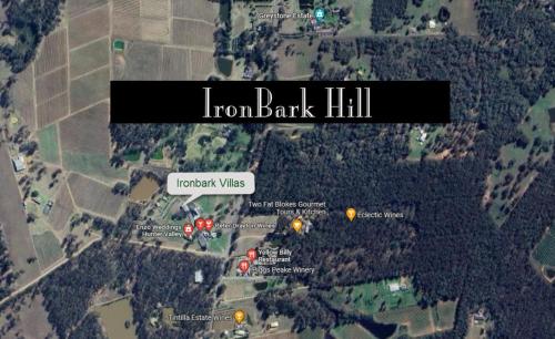a map of iron bank hill with the words iron bank hill at Ironbark Hill Villa 5 Vermentino in Pokolbin