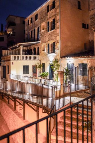 a view of a building from a balcony at Can Colom in Banyalbufar