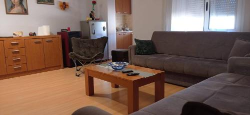 sala de estar con sofá y mesa de centro en Lovely 11 Rental Ap In Myslym Shyri Tirana, en Tirana