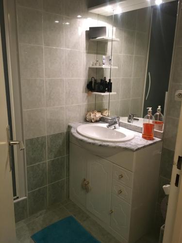 a bathroom with a sink and a shower at Appartement cocooning in Villard-de-Lans