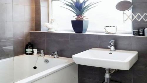 a bathroom with a sink and a bath tub at Charles Flats Dublin in Dublin