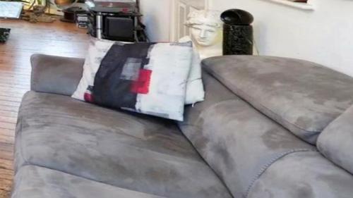 a gray couch sitting in a living room at Charles Flats Dublin in Dublin