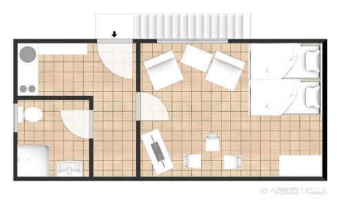 Grundriss eines Badezimmers in der Unterkunft Ruhige Ferienwohnung in Niepars in Niepars